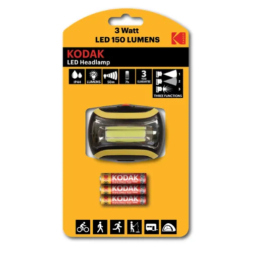[7055] Kodak LED Flashlight Headlamp 150 Lumens