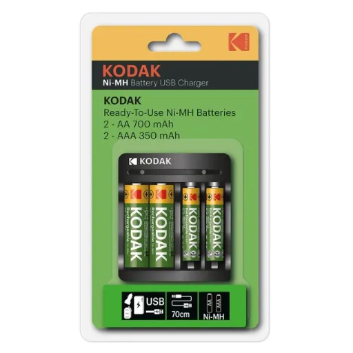 [7112] Kodak Rechargeable Battery Charger for AA & AAA + 4 Free Batteries